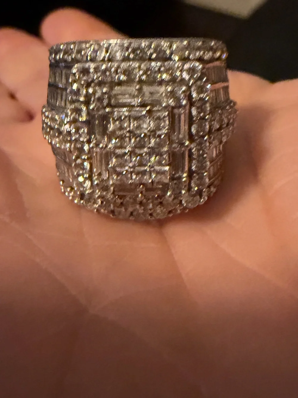 JTV Bella Luca Diamond stimulant/CZ Cocktail Ring in Sterling Silver size 6